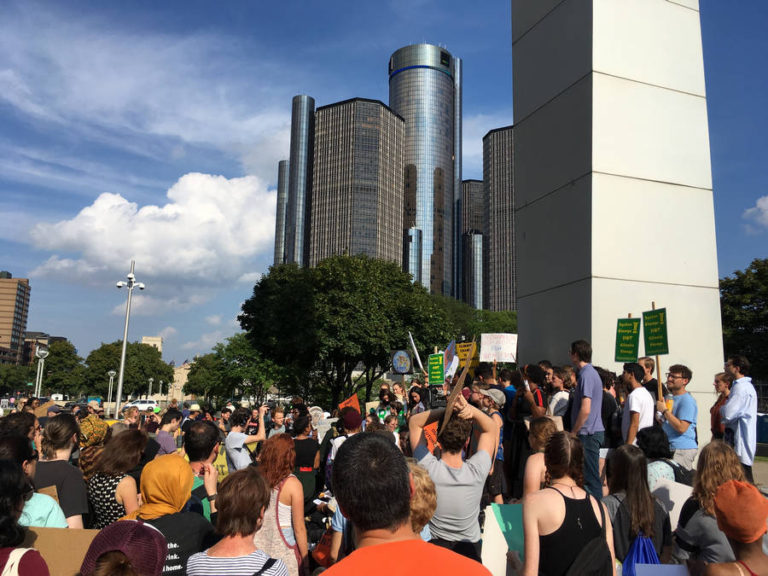 Detroit Climate Change Activists March Down Woodward